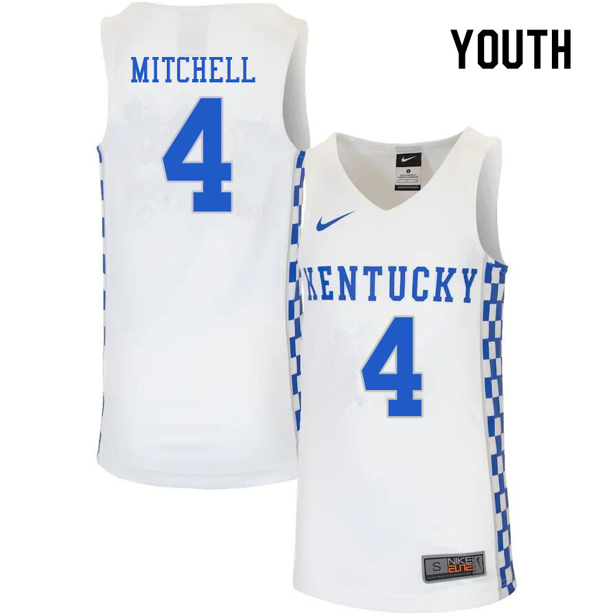 Youth #4 Tre Mitchell Kentucky Wildcats College Basketball Jerseys Stitched Sale-White